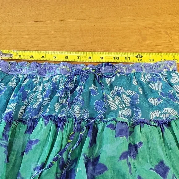 Jane Ashley Vintage 100% Cotton Tiered Multicolor Maxi Skirt - Size Large - Picture 5 of 11